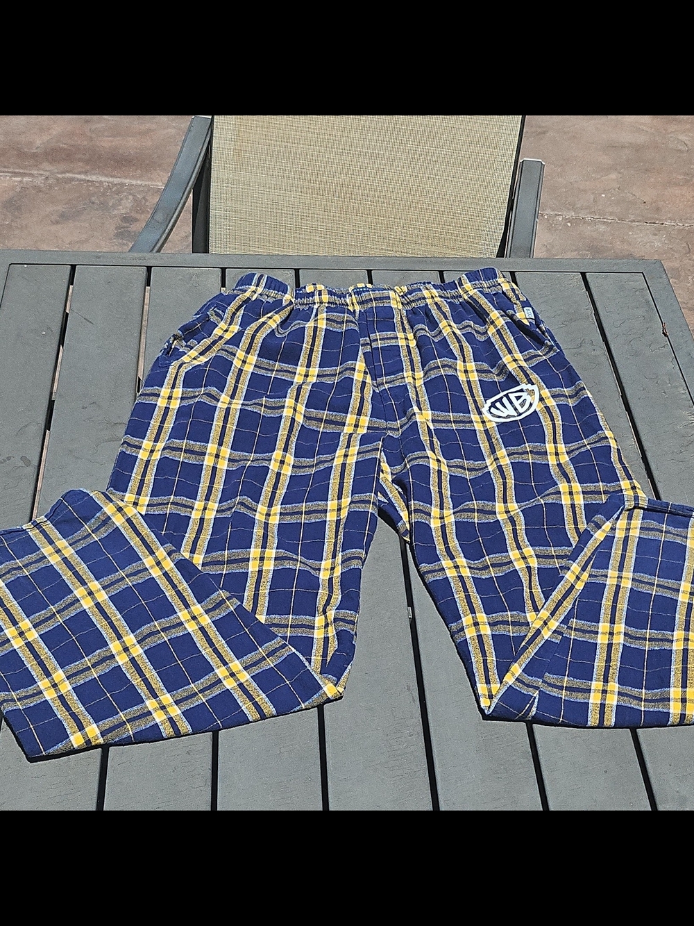 boxercraft Navy and Yellow Plaid Lounge Pants with Warner Bros Tag